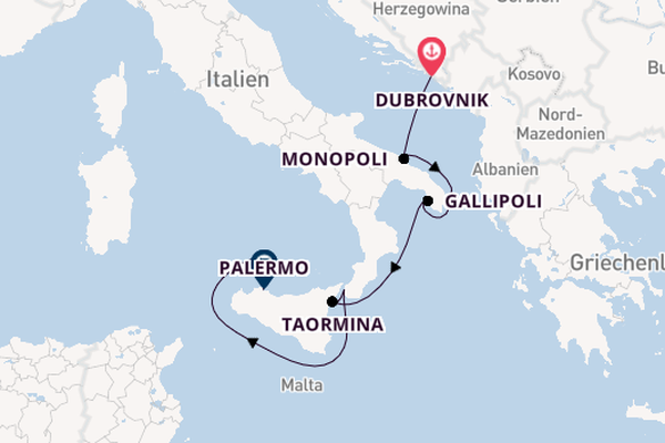 Westliches Mittelmeer ab Dubrovnik, Kroatien auf der Le Ponant