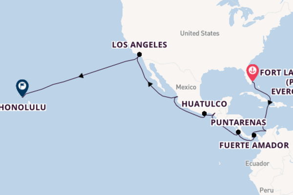 Central America from Fort Lauderdale (Port Everglades), Florida, USA with the Coral Princess