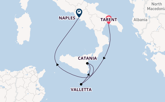 Western Mediterranean from Tarent, Italy with the Costa Serena
