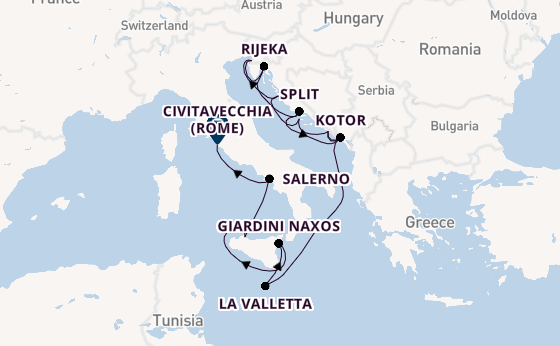 Middellandse Zee vanaf Dubrovnik, Kroatië met de Seabourn Ovation
