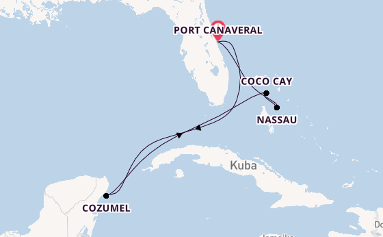 Karibik ab Port Canaveral, USA auf der Adventure of the Seas