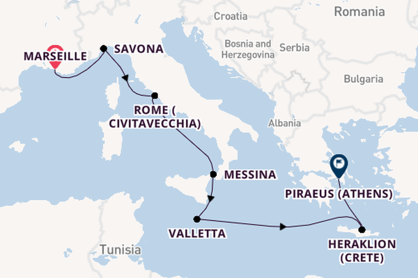 Mediterranean from Marseille, France with the Costa Fortuna