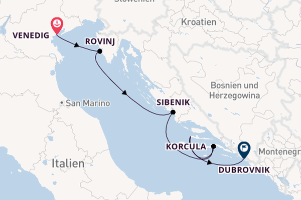 Kroatien ab Venedig, Italien auf der SEA CLOUD II