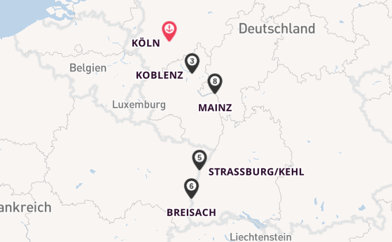 Rhein ab Köln, Deutschland auf der Alena