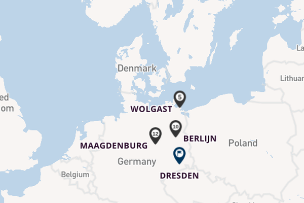 Elbe vanaf Stralsund, Duitsland met de VIVA RUBY
