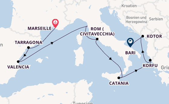 Westliches Mittelmeer ab Marseille, Frankreich auf der MSC Orchestra 