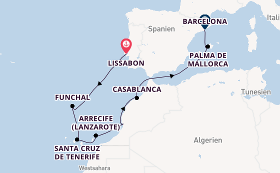Kanarische Inseln ab Lissabon, Portugal auf der Norwegian Star