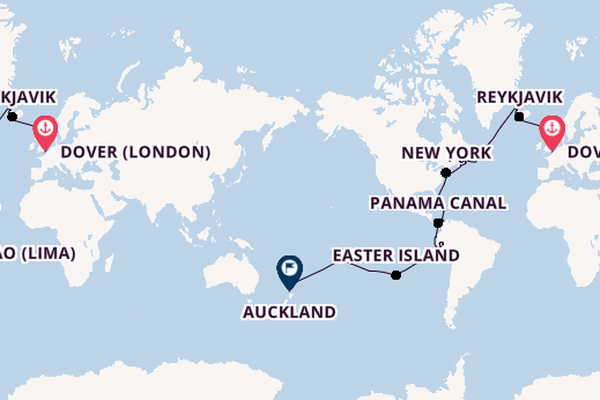 Round-the-World Trip from Dover (London), England, United Kingdom with the Crown Princess