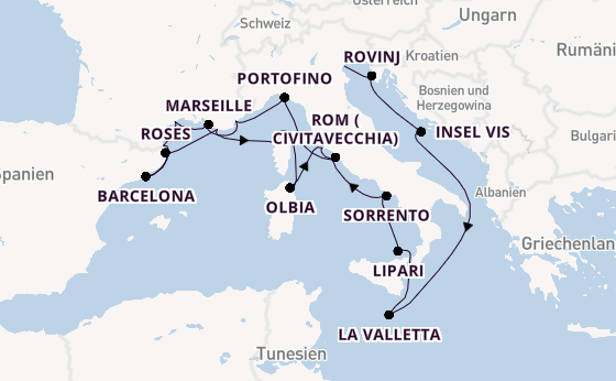 Westliches Mittelmeer ab Fusina (Venedig) auf der Seabourn Ovation