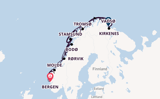 Norwegen ab Bergen, Norwegen auf der MS Kong Harald