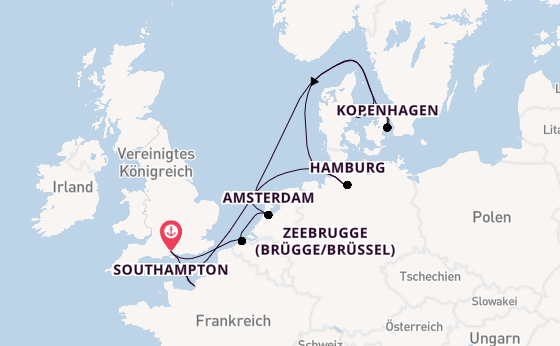England ab Southampton, Großbritannien auf der Majestic Princess