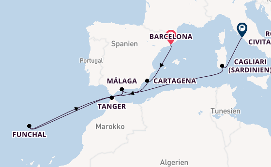 Westliches Mittelmeer ab Barcelona, Spanien auf der Celebrity Equinox