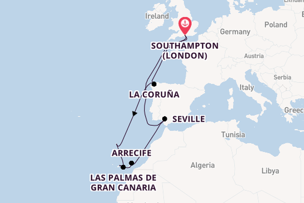 Canary Islands from Southampton, England with the Arcadia