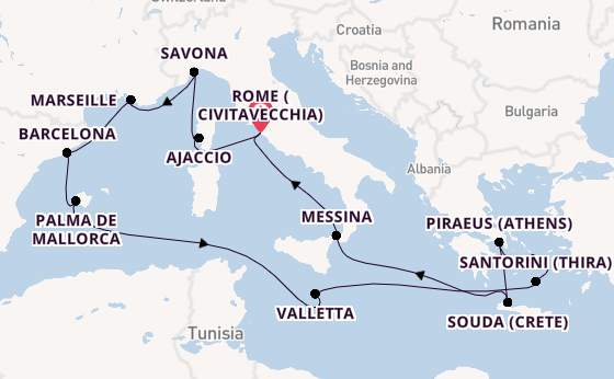 Mediterranean from Rome (Civitavecchia), Italy with the Costa Fascinosa