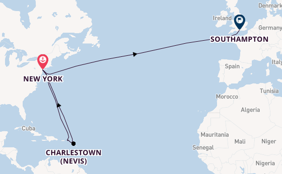 Transatlantic from New York, USA with the Queen Mary 2