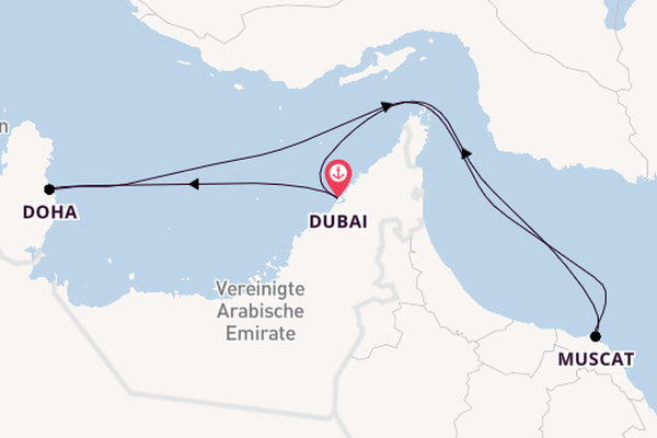 Persischer Golf ab Dubai, Vereinigte Arabische Emirate auf der Mein Schiff 5