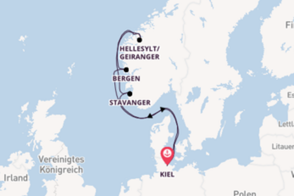 Von Kiel über Ålesund in 8 Tagen