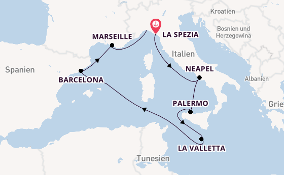 Westliches Mittelmeer ab La Spezia, Italien auf der MSC Seaview