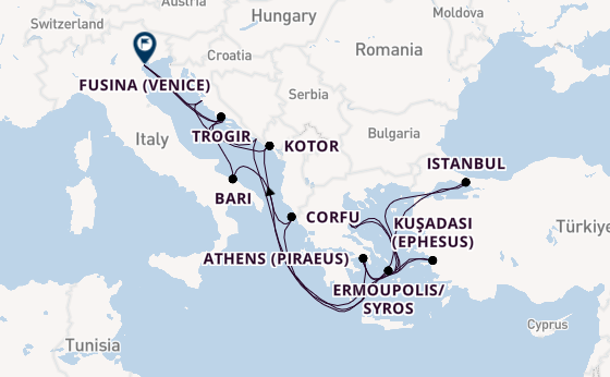 Eastern Mediterranean from Athens (Piraeus), Greece with the EXPLORA II