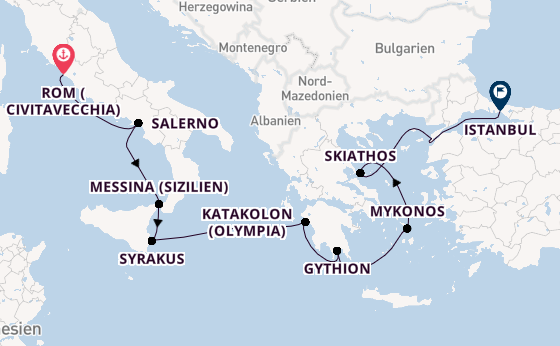 Mittelmeer ab Civitavecchia (Rom), Italien auf der Sirena