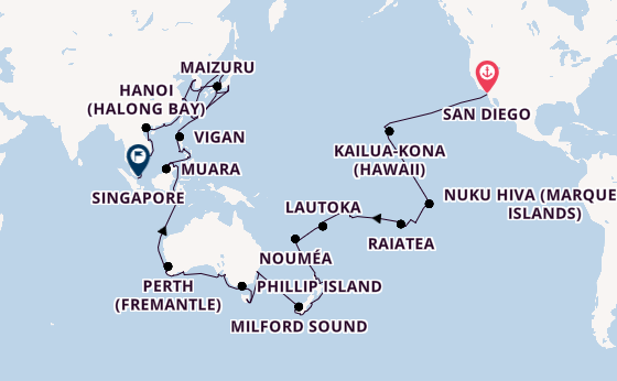 Transpacific from San Diego, California, USA with the Silver Whisper