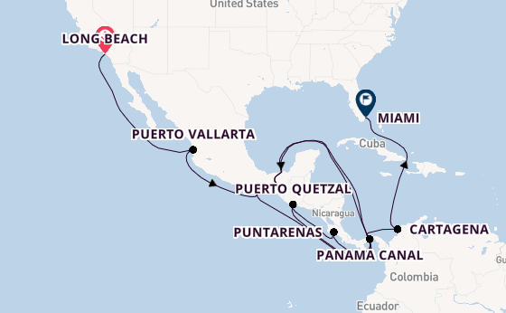 Central America from Long Beach, California, USA with the Seabourn Quest