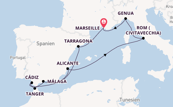Westliches Mittelmeer ab Marseille, Frankreich auf der MSC Magnifica