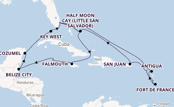 Caribbean from Fort Lauderdale (Port Everglades), Florida, USA with the Rotterdam