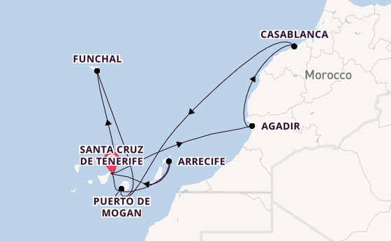 Canary Islands from Santa Cruz de Tenerife, Spain with the Azura