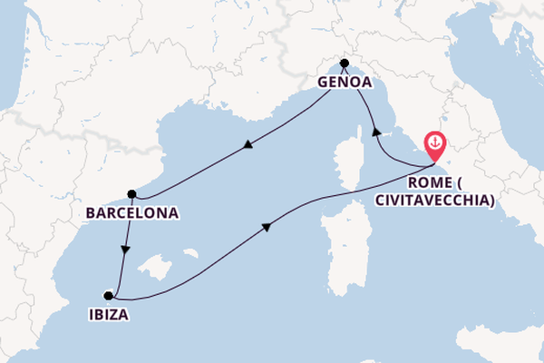 Western Mediterranean from Rome (Civitavecchia), Italy with the MSC Orchestra 