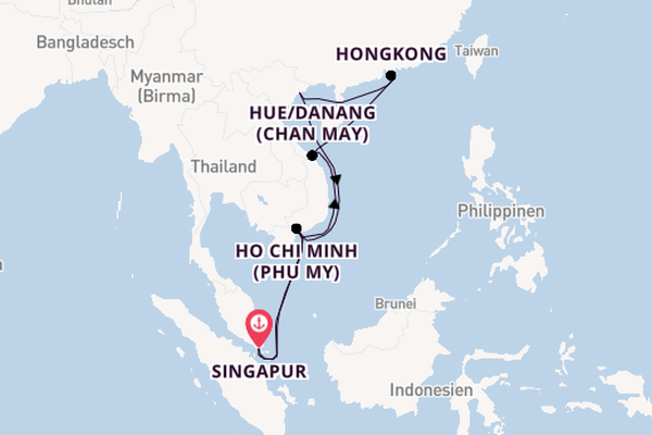 Südostasien ab Singapur, Singapur auf der Mein Schiff 6