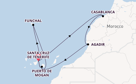 Canary Islands from Santa Cruz de Tenerife, Spain with the Azura