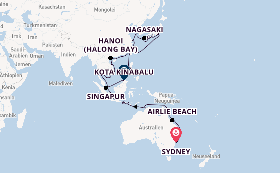 Südostasien ab Sydney auf der Vista