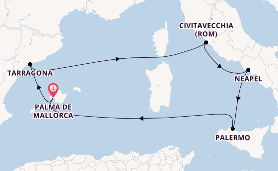 Westliches Mittelmeer ab Palma de Mallorca auf der Mein Schiff Flow