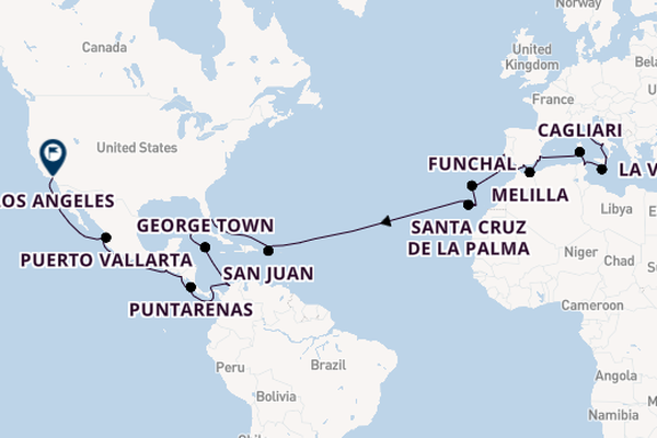 trans-Atlantisch vanaf Civitavecchia (Rome), Italië met de Sonata (Oceania)
