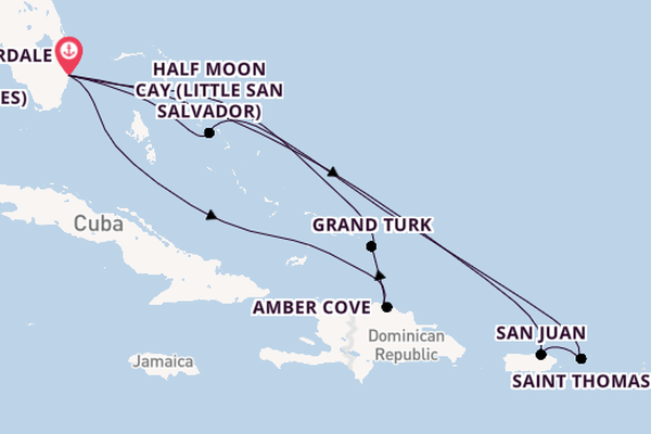 Caribbean from Fort Lauderdale (Port Everglades), Florida with the Eurodam