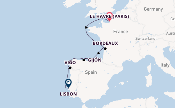 Portugal from Le Havre (Paris), France with the Sonata (Oceania)