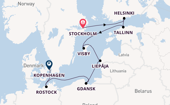 Oostzee vanaf Stockholm, Zweden met de Seven Seas Voyager