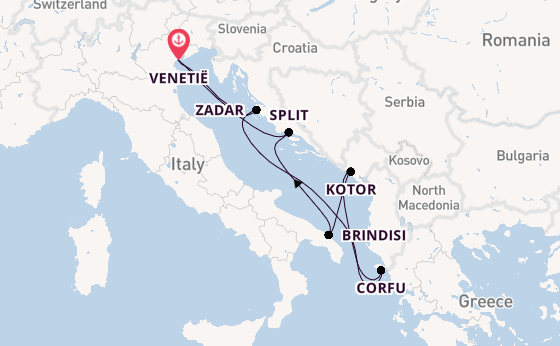 Middellandse Zee vanaf Venetië, Italië met de MSC Armonia