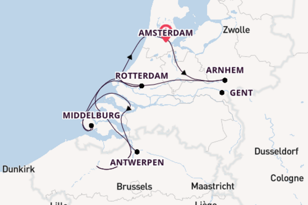 Benelux vanaf Amsterdam, Nederland met de Amadeus Imperial