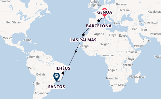 trans-Atlantisch vanaf Genua, Italië met de MSC Divina