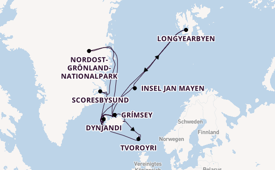 Arktis ab Reykjavik, Island auf der Seabourn Pursuit