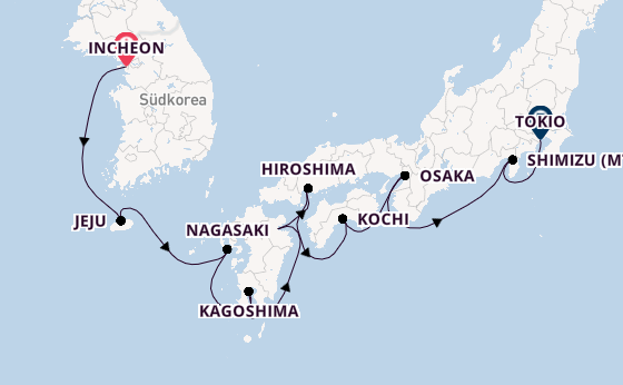 Japan ab Incheon, Südkorea auf der Seven Seas Splendor