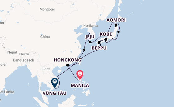 Ostasien ab Manila, Philippinen auf der VASCO DA GAMA