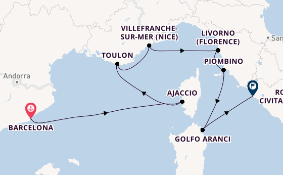 Western Mediterranean from Barcelona, Spain with the Seven Seas Prestige