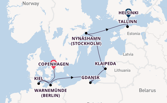 Baltic Sea from Copenhagen, Denmark with the Norwegian Sun