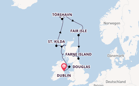 Vereinigtes Königreich ab Dublin, Irland auf der Silver Wind