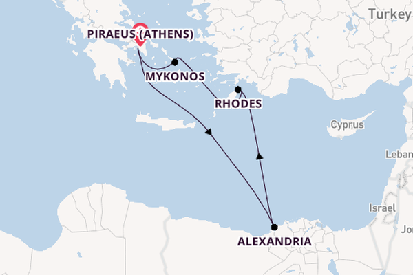 Eastern Mediterranean from Piraeus (Athens), Greece with the Oosterdam