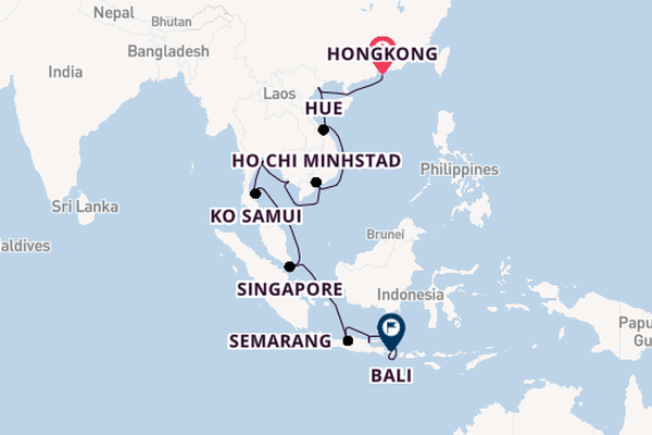 Zuidoost-Azië vanaf Hongkong, China met de Regatta