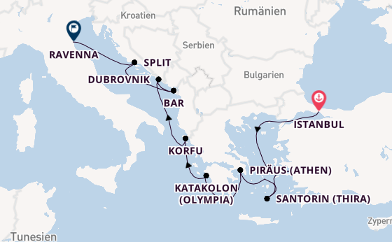 Östliches Mittelmeer ab Istanbul, Türkei auf der Norwegian Viva